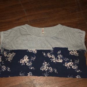 Half grey half floral print blouse
